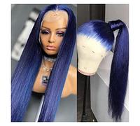LUCBEI Perruques Couleur Bleu Foncé Cheveux Naturels Droits Synthétique Dentelle Avant Perruques Cheveux pour Toutes Les Femmes Perruque de Cheveux Carnaval (Couleur : Bleu, Taille : 50 cm)