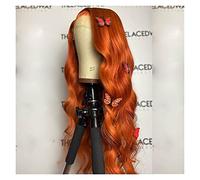 LUCBEI Perruques Orange Lace Front Perruque Synthétique pour Femmes Préparé 20-26 pouces Perruque Carnaval (Couleur : Ginger Orange, Taille : 66 cm)