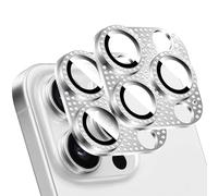 LucBuy 2 Pièces Protecteur D'objectif D'appareil Photo en Diamant Brillant pour iPhone, Métal 3D Strass Téléphone Décoré, Protection Complète Arrière Caméra Coque pour iPhone 12 Pro Max