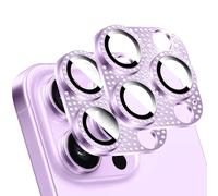 LucBuy 2 Pièces Protecteur D'objectif D'appareil Photo en Diamant Brillant pour iPhone, Métal 3D Strass Téléphone Décoré, Protection Complète Arrière Caméra Coque pour iPhone 12 Pro