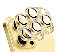 LucBuy 2 Pièces Protecteur D'objectif D'appareil Photo en Diamant Brillant pour iPhone, Métal 3D Strass Téléphone Décoré, Protection Complète Arrière Caméra Coque pour iPhone 16 Pro/iPhone 16 Pro Max