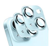 LucBuy 2 Pièces Protecteur D'objectif D'appareil Photo pour iPhone 17, Décoration de Téléphone en Aluminium à Texture 3D, Protection Complète de L'appareil Photo en Titane (Bleu)