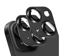 LucBuy 2 Pièces Protecteur D'objectif D'appareil Photo pour iPhone 17, Décoration de Téléphone en Aluminium à Texture 3D, Protection Complète de L'appareil Photo en Titane (Noir)