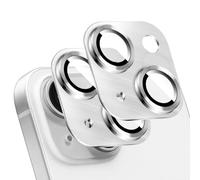 LucBuy 2 Pièces Protecteur D'objectif D'appareil Photo pour iPhone 17, Décoration de Téléphone en Aluminium à Texture 3D, Protection Complète de L'appareil Photo en Titane (Argent)