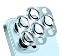 LucBuy 2 Pièces Protecteur D'objectif D'appareil Photo pour iPhone 17 Pro, Décoration de Téléphone en Aluminium à Texture 3D, Protection Complète de L'appareil Photo en Titane (Bleu)