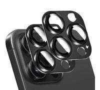 LucBuy 2 Pièces Protecteur D'objectif D'appareil Photo pour iPhone 17 Pro Max, Décoration de Téléphone en Aluminium à Texture 3D, Protection Complète de L'appareil Photo en Titane (Noir)