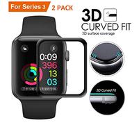 LucBuy 2 Pièces Protections D'écran pour la Série Watch 1-3 38mm, iWatch Film de Protection TPU Souple Pleine Couverture avec 3D à Bord Incurvé et Anti-rayures Version Améliorée(Série 1-3,38mm)