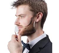 LucBuy Barbe Guide Outil Shaper ou Gabarit Clair pour la Coupe et Le Rasage, Modélisant Le Gabarit avec 4 Lignes de Contrôle de Toilettage et Un Peigne Moustache