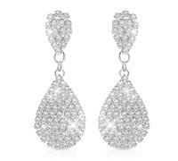 LucBuy Boucles D'oreilles Pendantes pour Femmes, Boucles D'oreilles Pendantes en Forme de Larme en Cristal avec Strass,Mariée Mariage Bal de Promo Faire la Fête Diamant Boucles D'oreilles Bijoux
