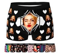 LucBuy Boxer Personnalisé avec Photos, sous-vêtements Drôles Personnalisés, Caleçons Courts Personnalisés Unisexes, Cadeau Regalos de Cumpleaños Del Día de San Valentín de Navidad (C32)