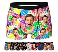 LucBuy Boxer Personnalisé avec Photos, sous-vêtements Drôles Personnalisés, Caleçons Courts Personnalisés Unisexes, Cadeau Regalos de Cumpleaños Del Día de San Valentín de Navidad (C12)