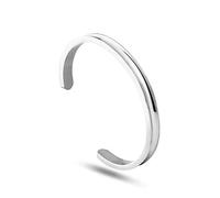 LucBuy Bracelet à cheveux en acier inoxydable rainuré poli pour femme, 5.5 - 7.1 inches, Acier inoxydable, Pas de gemme