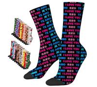 LucBuy Chaussettes Personnalisées avec Photos, Chaussettes de Visage Personnalisées avec Texte,Chaussettes Drôles Personnalisées,Chaussettes Fantaisie Halloween Noël Anniversaire Cadeaux (A29)