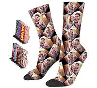 LucBuy Chaussettes Personnalisées avec Photos, Chaussettes de Visage Personnalisées avec Texte,Chaussettes Drôles Personnalisées,Chaussettes Fantaisie Halloween Noël Anniversaire Cadeaux (A11)