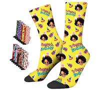 LucBuy Chaussettes Personnalisées avec Photos, Chaussettes de Visage Personnalisées avec Texte,Chaussettes Drôles Personnalisées,Chaussettes Fantaisie Halloween Noël Anniversaire Cadeaux (A36)