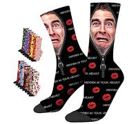 LucBuy Chaussettes Personnalisées avec Photos, Chaussettes de Visage Personnalisées avec Texte,Chaussettes Drôles Personnalisées,Chaussettes Fantaisie Halloween Noël Anniversaire Cadeaux (A12)