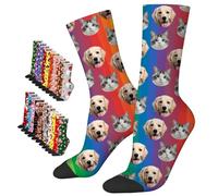LucBuy Chaussettes Personnalisées avec Photos, Chaussettes de Visage Personnalisées avec Texte,Chaussettes Drôles Personnalisées,Chaussettes Fantaisie Halloween Noël Anniversaire Cadeaux (A56)