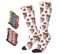 LucBuy Chaussettes Personnalisées avec Photos et Images de Visage, Bas Personnalisés Unisexes, Drôle Longues Nouveauté Cadeaux pour Noël et Anniversaire
