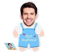 LucBuy Coussin Personnalisé pour Le Visage, Coussins en Peluche avec Photo Personnalisée, Impression 3D Recto Verso, Décoration de Canapé, Coussin Laid, Cadeaux pour Anniversaires (A12)