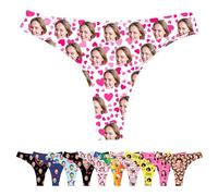 LucBuy Culotte Tongs Personnalisée avec Photos de Visage, sous-vêtements Personnalisés Drôles, sous-vêtements avec Photo du Visage de L'épouse et du Mari, Cadeaux Fantaisie pour Bikini (A141)