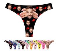 LucBuy Culotte Tongs Personnalisée avec Photos de Visage, sous-vêtements Personnalisés Drôles, sous-vêtements avec Photo du Visage de L'épouse et du Mari, Cadeaux Fantaisie pour Bikini (A73)