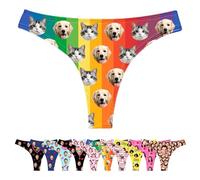 LucBuy Culotte Tongs Personnalisée avec Photos de Visage, sous-vêtements Personnalisés Drôles, sous-vêtements avec Photo du Visage de L'épouse et du Mari, Cadeaux Fantaisie pour Bikini (A13)