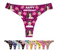 LucBuy Culotte Tongs Personnalisée avec Photos de Visage, sous-vêtements Personnalisés Drôles, sous-vêtements avec Photo du Visage de L'épouse et du Mari, Cadeaux Fantaisie pour Bikini (A4)