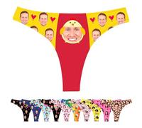 LucBuy Culotte Tongs Personnalisée avec Photos de Visage, sous-vêtements Personnalisés Drôles, sous-vêtements avec Photo du Visage de L'épouse et du Mari, Cadeaux Fantaisie pour Bikini (A52)