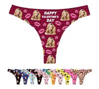 LucBuy Culotte Tongs Personnalisée avec Photos de Visage, sous-vêtements Personnalisés Drôles, sous-vêtements avec Photo du Visage de L'épouse et du Mari, Cadeaux Fantaisie pour Bikini (A24)