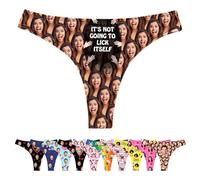 LucBuy Culotte Tongs Personnalisée avec Photos de Visage, sous-vêtements Personnalisés Drôles, sous-vêtements avec Photo du Visage de L'épouse et du Mari, Cadeaux Fantaisie pour Bikini (A127)