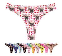 LucBuy Culotte Tongs Personnalisée avec Photos de Visage, sous-vêtements Personnalisés Drôles, sous-vêtements avec Photo du Visage de L'épouse et du Mari, Cadeaux Fantaisie pour Bikini (A37)