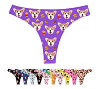 LucBuy Culotte Tongs Personnalisée avec Photos de Visage, sous-vêtements Personnalisés Drôles, sous-vêtements avec Photo du Visage de L'épouse et du Mari, Cadeaux Fantaisie pour Bikini (A132)