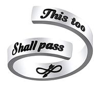 LucBuy en Acier Inoxydable Continuer à Aller gravé Cadeaux Inspirants Anneaux Réglables Bijoux pour Hommes Femmes Adolescents (This Too Shall Pass - Argent)