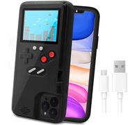 LucBuy Étui de Jeu pour iPhone, Housse de Protection Rétro-alimenté avec 36 Petits Jeux,Écran Couleur,Coque de Jeu Vidéo Antichoc pour iPhone 11 - Noir