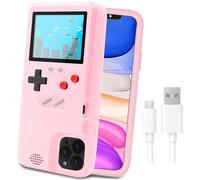 LucBuy Étui de Jeu pour iPhone, Housse de Protection Rétro-alimenté avec 36 Petits Jeux,Écran Couleur,Coque de Jeu Vidéo Antichoc pour iPhone 11 - Rose