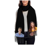 LucBuy Foulards Personnalisée avec Photos de Visage, Écharpes en Cachemire pour Femmes et Hommes, Châles Doux et Cchauds à Grands Pompons pour L'hiver et L'automne, Longue Étole Cape Amusante (A1)