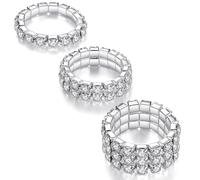 LucBuy Lot de 3 bagues élastiques strass, anneaux empilables cristal mode, bijoux pointu mignon, bague bandeau diamants femmes, taille unique, cristal