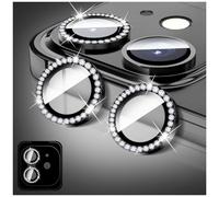LucBuy Protecteur D'objectif D'appareil Photo Compatible avec iPhone 11, Protection D'écran en Verre Trempé Effet Diamant, Anneaux Métalliques Individuels (Noir)