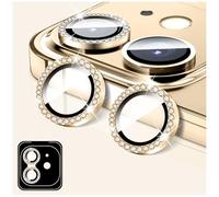 LucBuy Protecteur D'objectif D'appareil Photo Compatible avec iPhone 16e, Protection D'écran en Verre Trempé Effet Diamant, Anneaux Métalliques Individuels (Or)