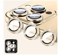 LucBuy Protecteur D'objectif D'appareil Photo Compatible avec iPhone 17 Pro/17 Pro Max, Protecteur D'objectif D'appareil Photo en Verre Trempé Diamant, Anneaux Métalliques Individuels (Or)