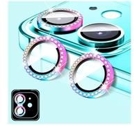 LucBuy Protecteur D'objectif D'appareil Photo Compatible avec iPhone 17, Protection D'écran en Verre Trempé Effet Diamant, Anneaux Métalliques Individuels (Arc-en-ciel)