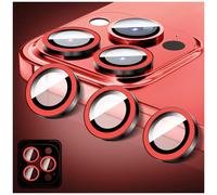 LucBuy Protecteur D'objectif D'appareil Photo Lumineux Compatible avec iPhone 17 Pro/17 Pro Max, Coque D'appareil Photo en Verre Trempé Bling, Anneaux en Alliage à Alignement Automatique (Rouge)