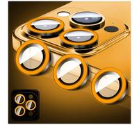 LucBuy Protecteur D'objectif D'appareil Photo Lumineux Compatible avec iPhone 17 Pro/17 Pro Max, Coque D'appareil Photo en Verre Trempé Bling, Anneaux en Alliage à Alignement Automatique (Orange)