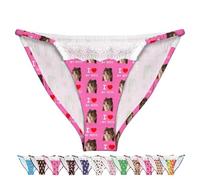 LucBuy Strings Personnalisés avec Photos de Visage, Culotte en Dentelle Blanche, Tangas Humoristiques avec Photos de Couple, Slips Bikini Cadeaux pour la Saint-Valentin et Les Anniversaires (A38)
