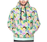 LucBuy Sweats à Capuche Personnalisés avec Photos Texte, Sweat à Capuche Personnalisé avec Poche, Sweat à Capuche à Cordon Personnalisé avec Photos de Visage, Manteau Pull-Over Drôle (A213)