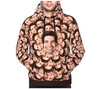 LucBuy Sweats à Capuche Personnalisés avec Photos Texte, Sweat à Capuche Personnalisé avec Poche, Sweat à Capuche à Cordon Personnalisé avec Photos de Visage, Manteau Pull-Over Drôle (A143)
