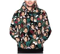 LucBuy Sweats à Capuche Personnalisés avec Photos Texte, Sweat à Capuche Personnalisé avec Poche, Sweat à Capuche à Cordon Personnalisé avec Photos de Visage, Manteau Pull-Over Drôle (A226)