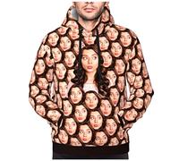 LucBuy Sweats à Capuche Personnalisés avec Photos Texte, Sweat à Capuche Personnalisé avec Poche, Sweat à Capuche à Cordon Personnalisé avec Photos de Visage, Manteau Pull-Over Drôle (A133)