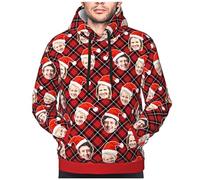 LucBuy Sweats à Capuche Personnalisés avec Photos Texte, Sweat à Capuche Personnalisé avec Poche, Sweat à Capuche à Cordon Personnalisé avec Photos de Visage, Manteau Pull-Over Drôle (A218)