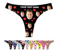 LucBuy Tongs Personnalisées avec Photo, sous-vêtements Personnalisés de Culotte de Nouveauté,sous-vêtements Personnalisés Femme Mari Visage Tangas, Cadeau d'anniversaire Drôle de Slip de Bikini (E96)